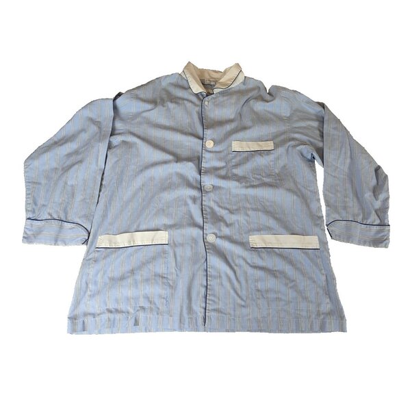 Vintage Christian Dior Monsieur Nightshirt XL Blue Striped 60/40 Cotton Poly - Picture 1 of 7